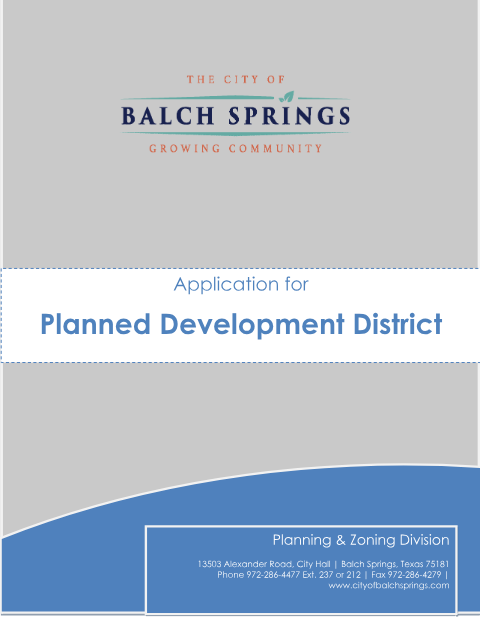 First page of the Application for Planned Development District