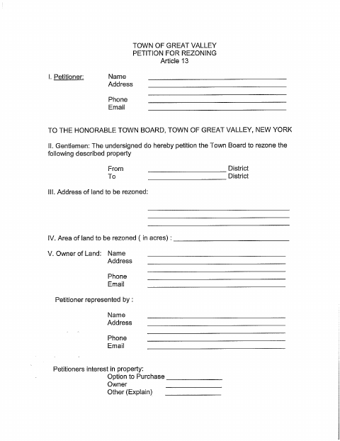 First page of the Petition for Re-Zoning