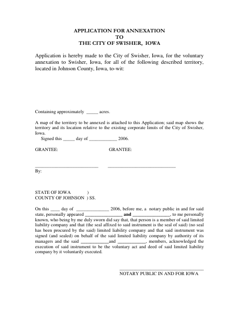 First page of the Application For Annexation