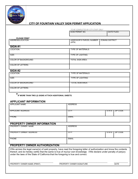 First page of the Sign Permit Application