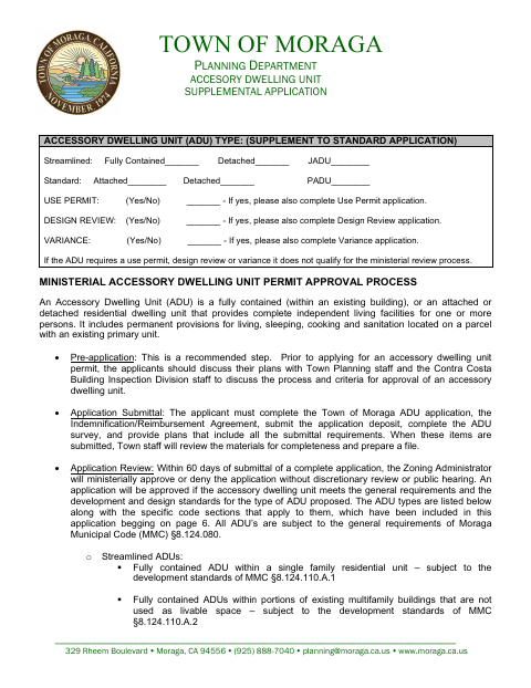 First page of the Accessory Dwelling Unit Application