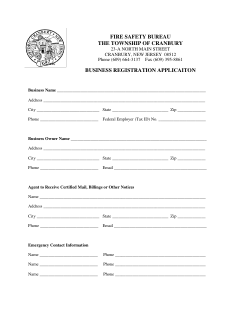 First page of the Business Registration Application