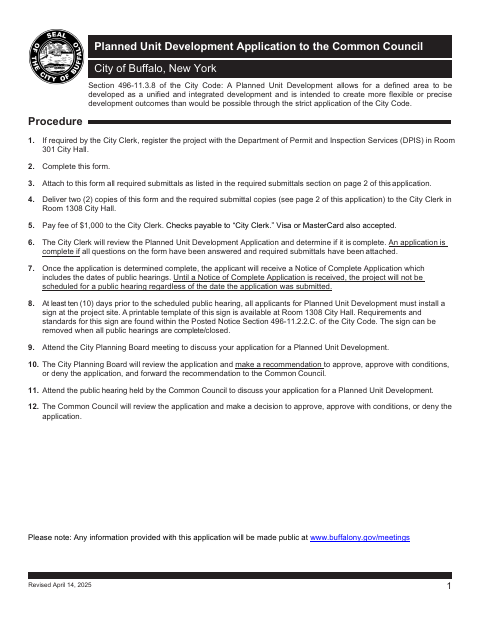 First page of the Planned Unit Development Application