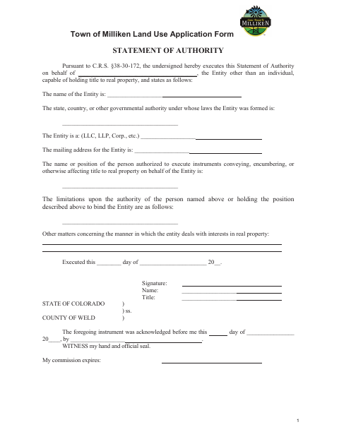 First page of the Statement of Authority