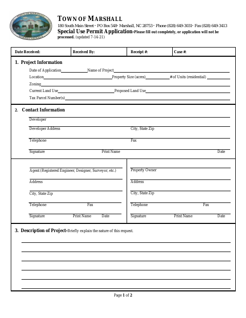 First page of the Special Use Permit Application