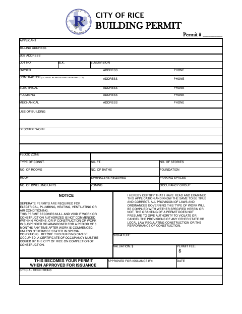 First page of the Building Permit