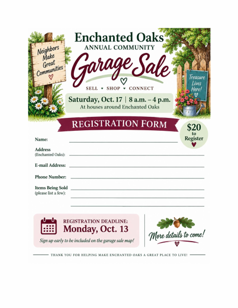 First page of the Garage Sale Registration