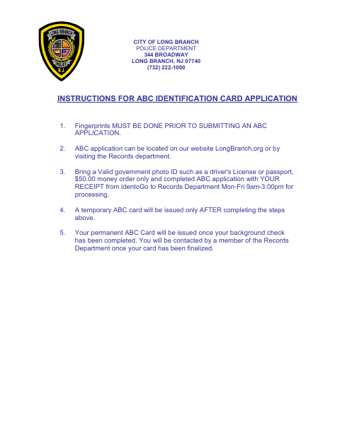 First page of the ABC License Package