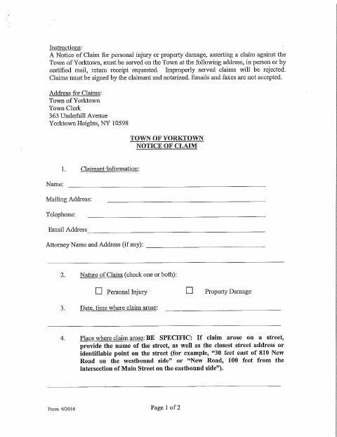 First page of the Notice of Claim