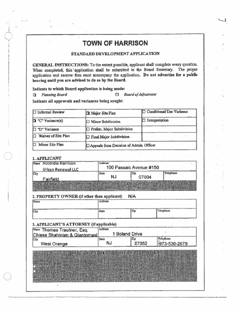 First page of the Accordia II Standard Development Application