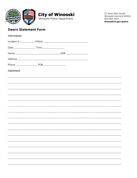 First page of the Sworn Statement Form