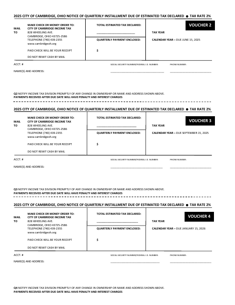 First page of the 2025 Estimated Tax Installment Vouchers
