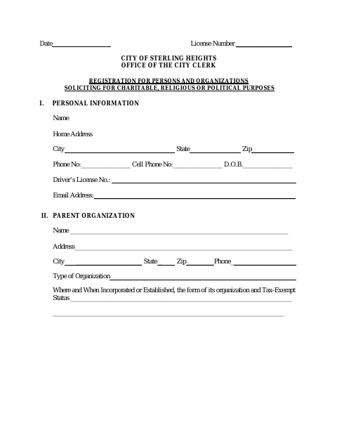 First page of the Solicitor's License Application (Non-Profit)