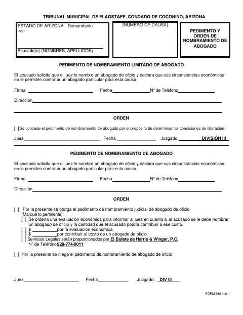 First page of the Pedimento Y Orden De Nombramiento De Abogado