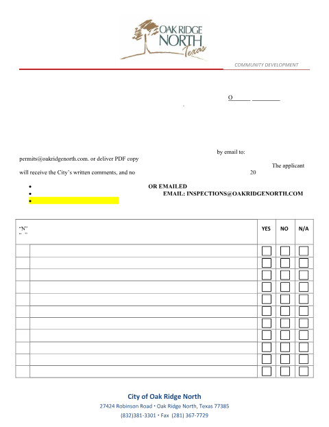 First page of the Residential Building Permit