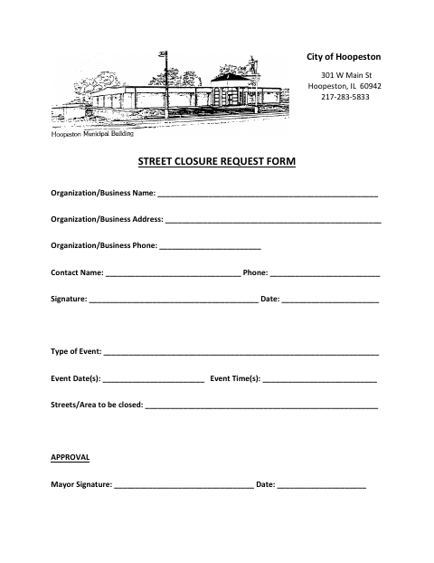 First page of the Street Closure Request Form