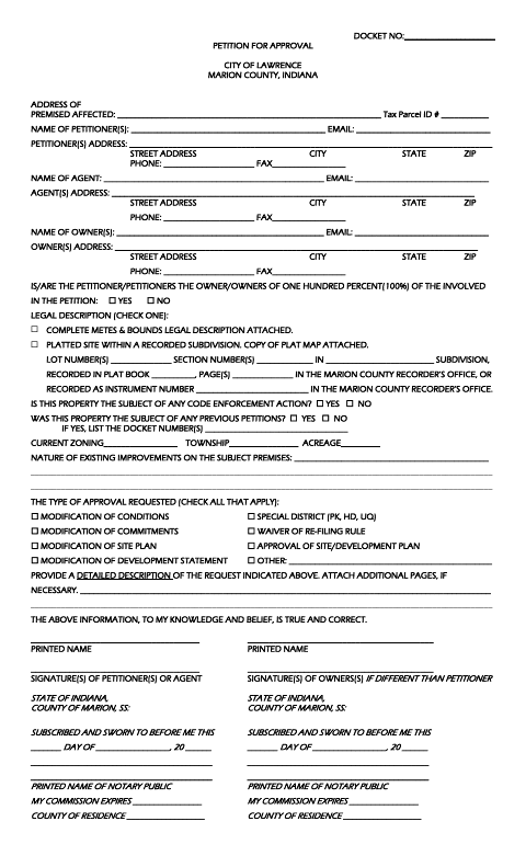 First page of the Petition for Approval