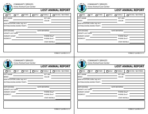 First page of the Lost Animal Report