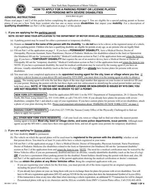 First page of the Accessible Parking Permit Application