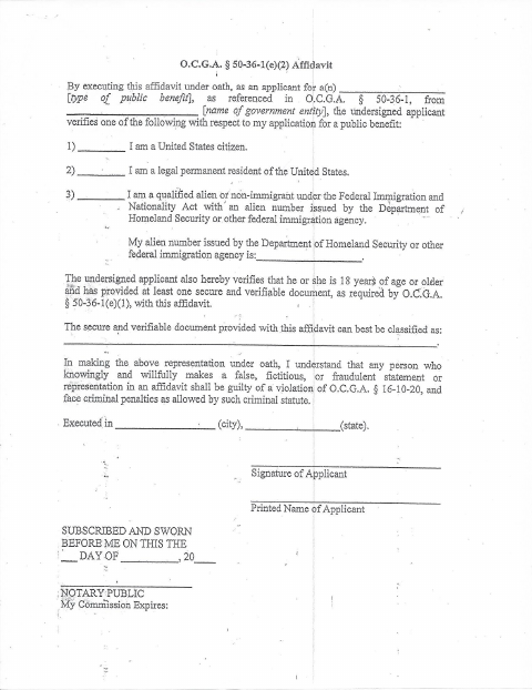 First page of the Business License Application