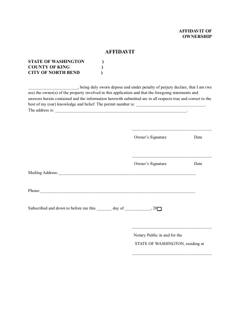 First page of the Affidavit of Ownership