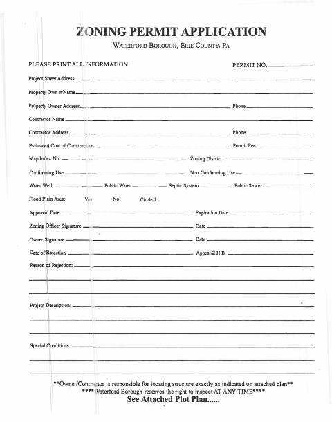 First page of the Zoning Permit Application