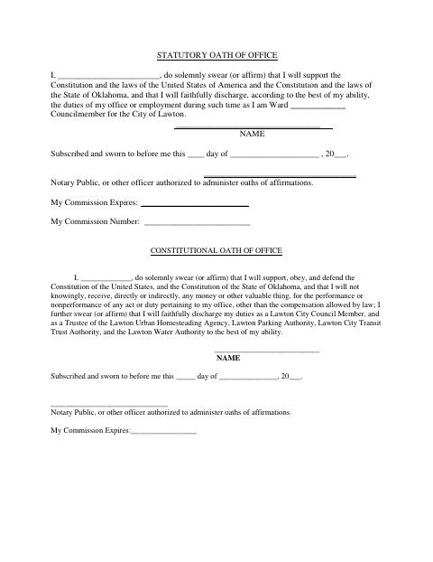First page of the Council Oaths of Office