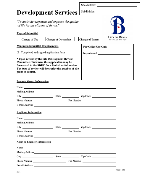 First page of the Change of Tenant Application