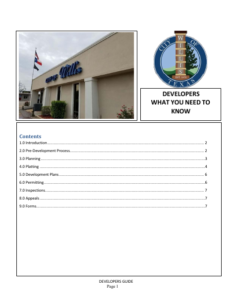 First page of the Developers Guide and Annexation Petition