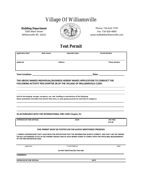 First page of the Tent Permit Application