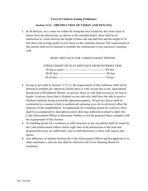 First page of the Fence Permit Application