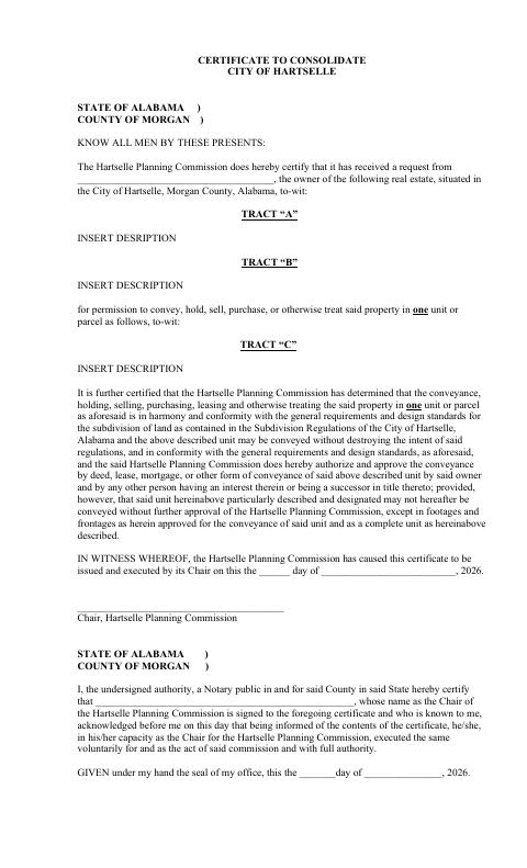 First page of the Certificate to Consolidate