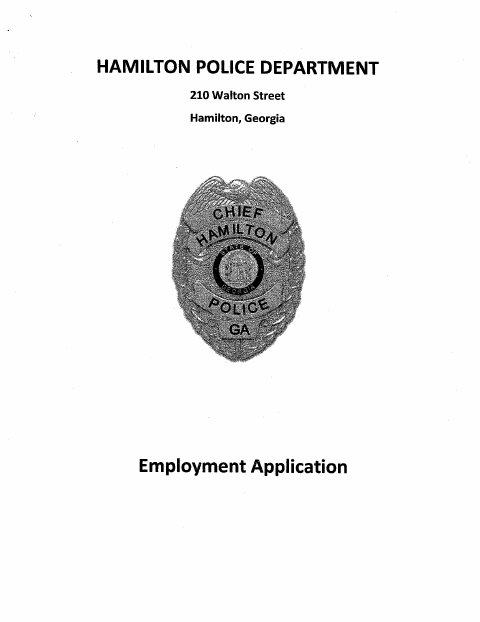 First page of the Police Employment Application Packet