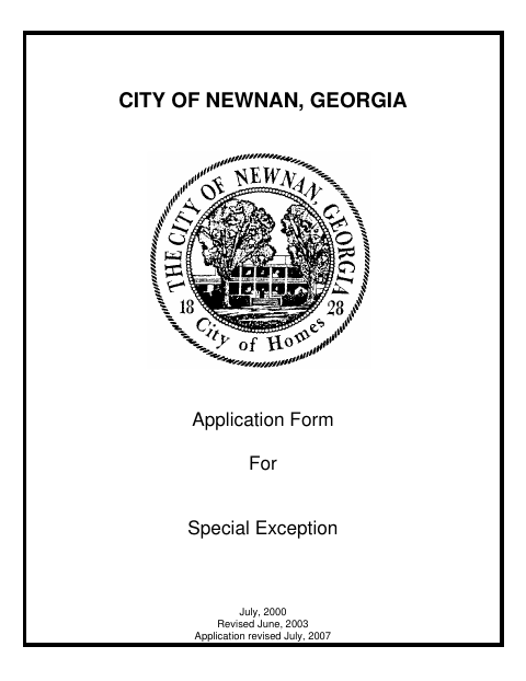 First page of the Special Exception Application