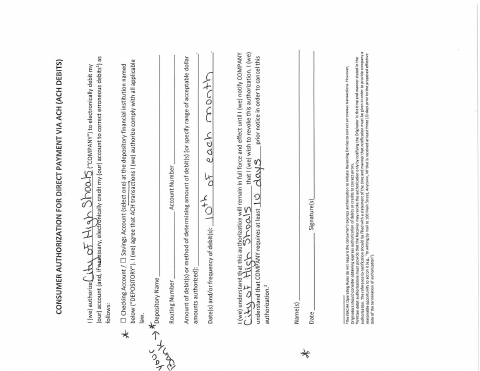 First page of the Auto Pay Withdrawal Form