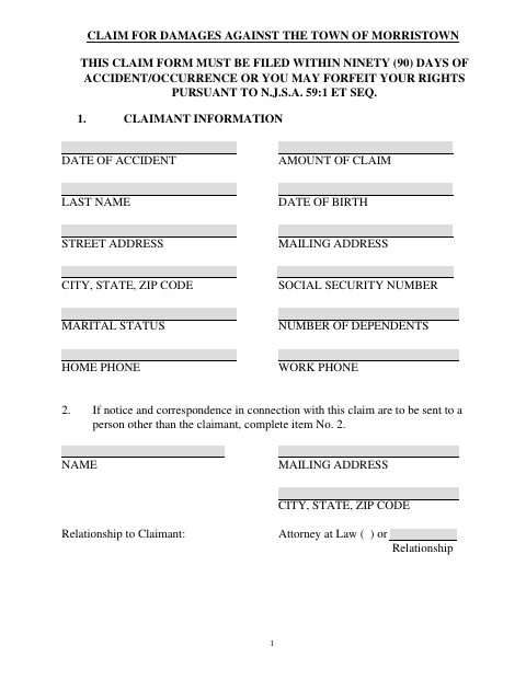 First page of the Claim for Damages