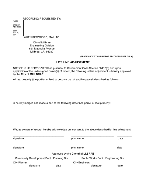 First page of the Lot Line Adjustment