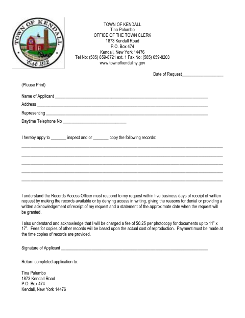 First page of the FOIL Request Form