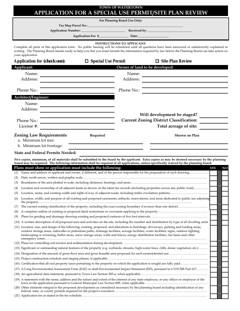 First page of the Special Use Permit and Site Plan Review Application