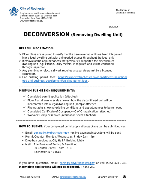 First page of the Deconversion Permit Application