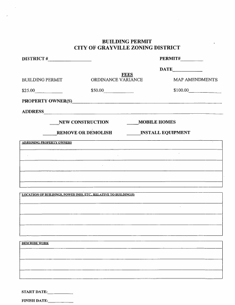 First page of the Building Permit Application