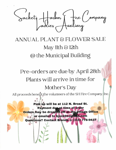 First page of the Annual Plant and Flower Sale Order Form