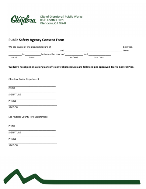 First page of the Public Safety Agency Consent Form