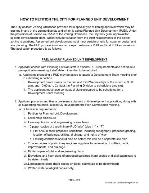 First page of the Planned Unit Development Petition