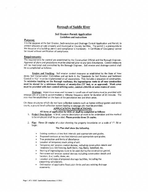First page of the Sediment Erosion Application