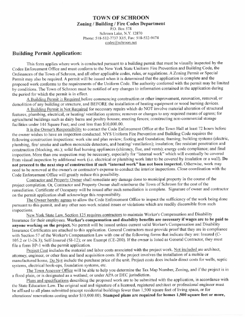 First page of the Building Permit Application