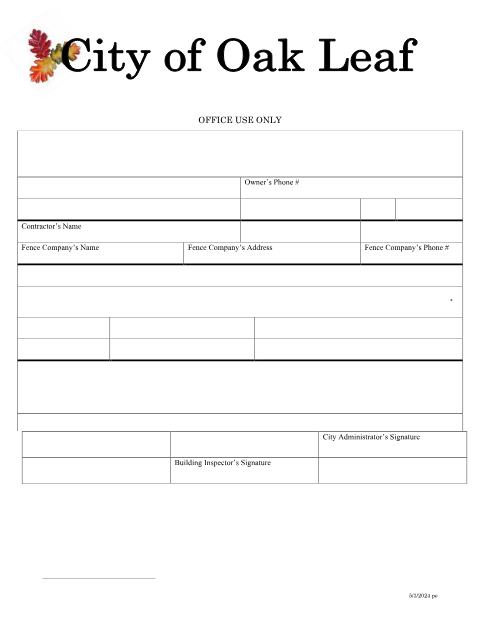 First page of the Fence Permit Application