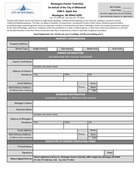 First page of the Rental Registration Form