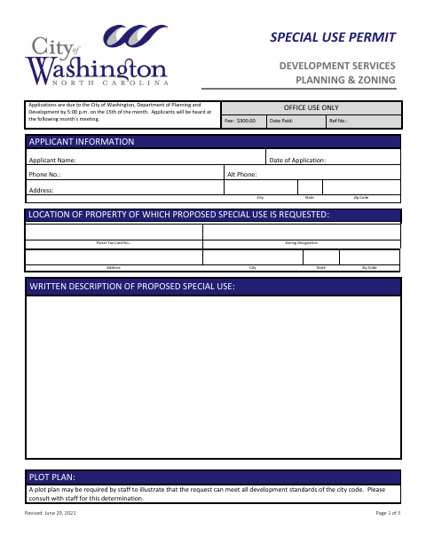 First page of the Special Use Permit Application