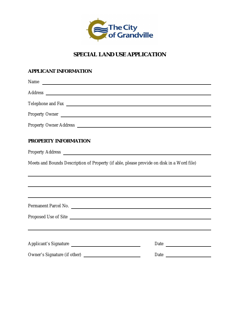 First page of the Special Land Use Application